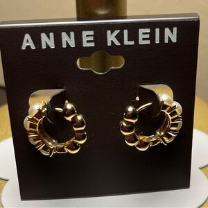 Anne Klein Gold and faux Pearl hoops